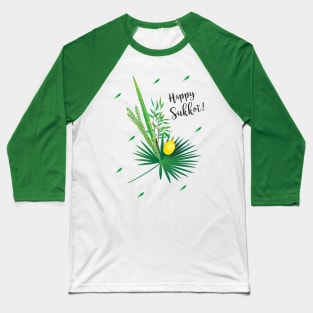 Sukkot Lulav and Etrog Tropical Leaves Jewish Holiday Baseball T-Shirt